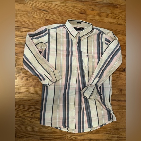 Tommy Hilfiger Multicolor Striped Men's Shirt- Medium - Picture 3 of 3
